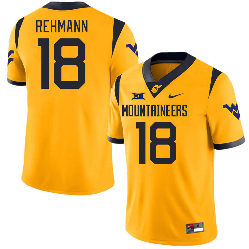 Men #18 Brandon Rehmann West Virginia Mountaineers College 2024 New Uniforms Football Jerseys Stitch